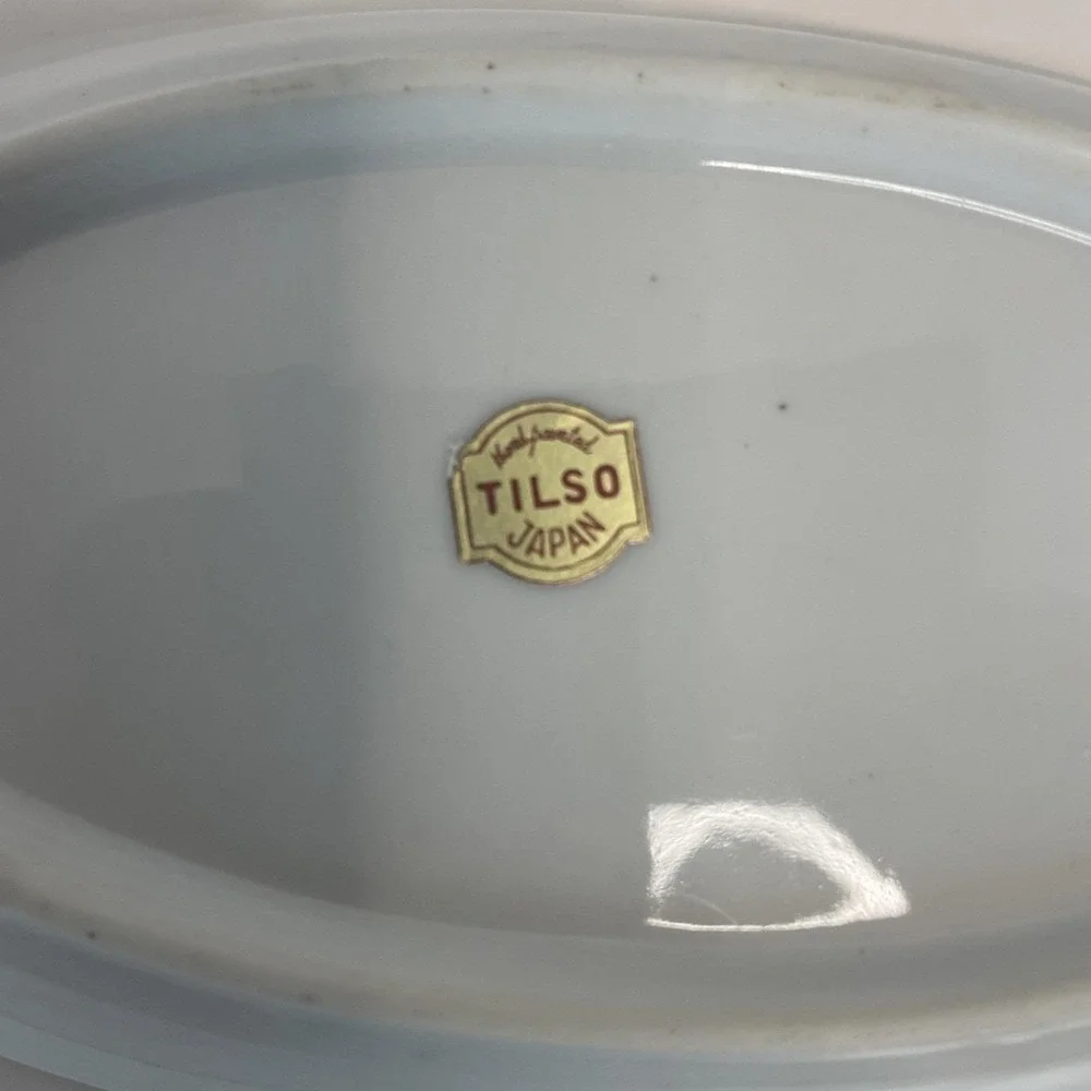 Tilso Japan Vintage Butter Dish Trinket Dish Shades of Blue Roses - Picture 10 of 16